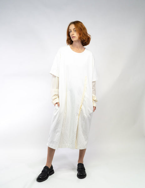 White silk t shirt dress on sale