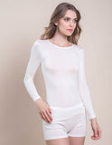 EGI Modal/Cashmere Wide Neck Top - Long Sleeve Clothing EGI White Small/Medium 