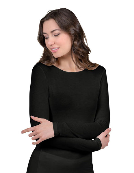 EGI Modal/Cashmere Wide Neck Top - Long Sleeve Clothing EGI Black Small/Medium 