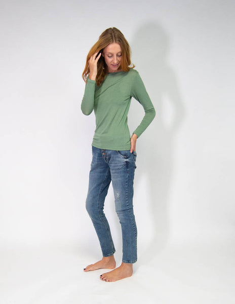 EGI Modal/Cashmere Wide Neck Top - Long Sleeve Clothing EGI   