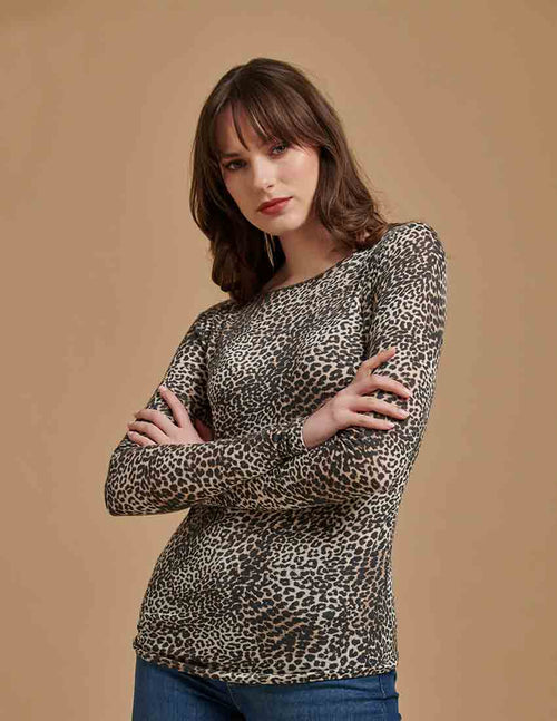 Egi Modal/Cashmere Leopard Printed Top - Long Sleeved Clothing EGI   