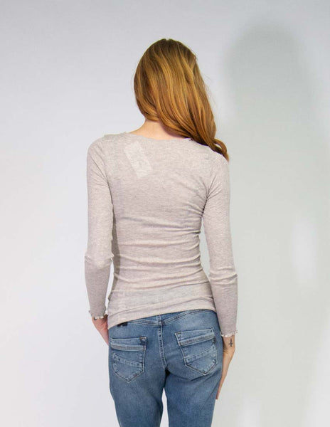 Egi Modal/Cashmere Overlocked Neck Top - Long Sleeved Clothing EGI   