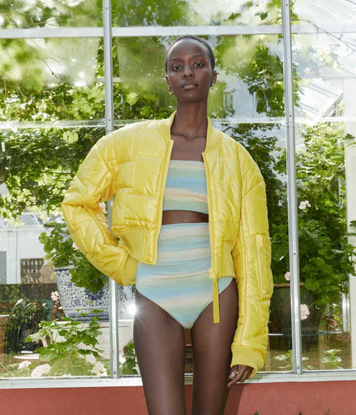 Yellow crop deals puffer jacket
