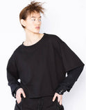 Lela Jacobs Sweatshirt Crop with Silk Arms Black General Lela Jacobs   