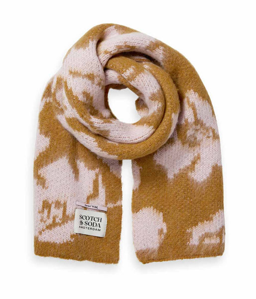 Scotch And Soda Brushed Jacquard Scarf Clothing Scotch & Soda Caramel Print  