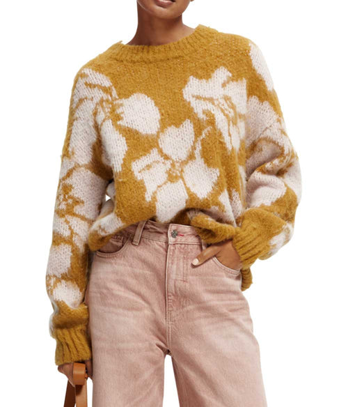 Scotch And Soda Brushed Abstract Pullover Clothing Scotch & Soda Small Caramel Print 