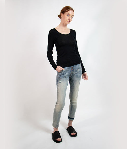EGI Merino Silk Long Sleeve Scoop Neck Top Clothing EGI   