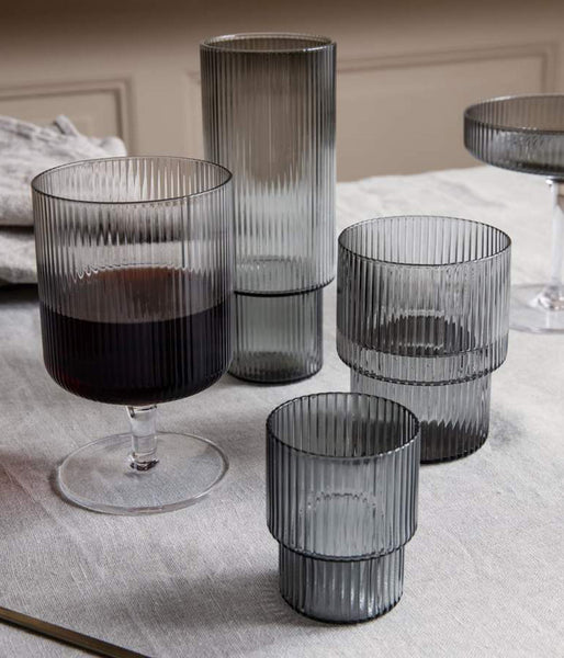 Ripple Wine Glasses Set of 2 / Smoked Homewear Ferm Living   