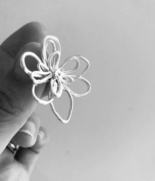 Rachel Stichbury Undone Flower Earrings/Stirling Silver Jewellery Rachel Stichbury   