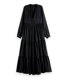 Scotch & Soda Tiered Cupro Maxi Dress Clothing Scotch & Soda Black Small 