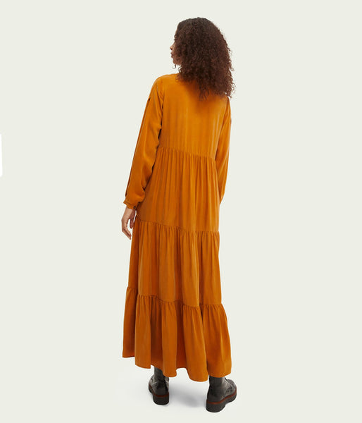 Scotch & Soda Tiered Cupro Maxi Dress Clothing Scotch & Soda   