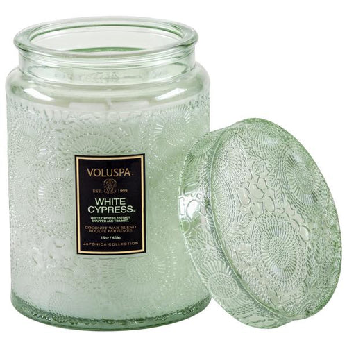 Voluspa Candle White Cypress - Glass Lid Candles Voluspa   